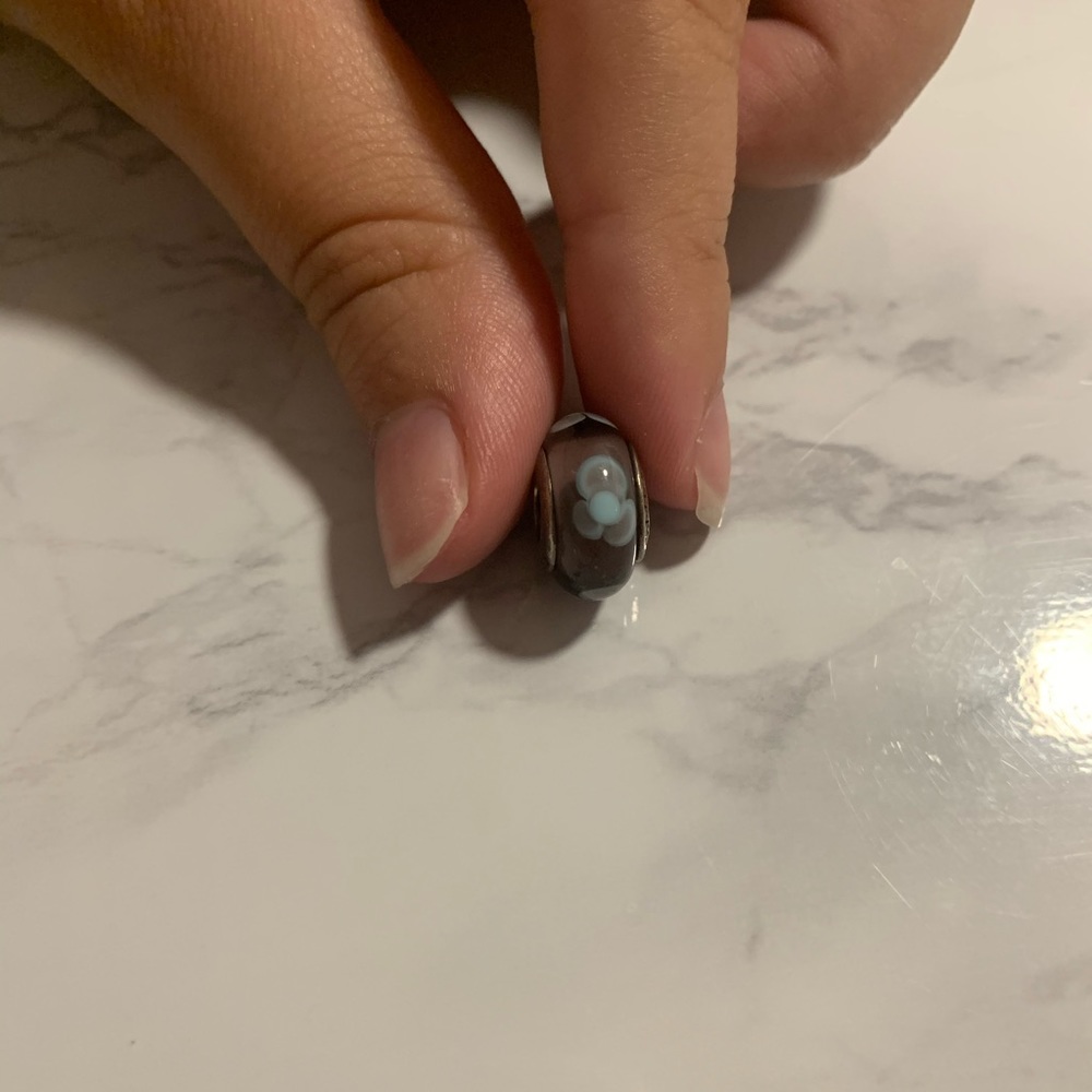 Purple Flower Glass Pandora Charm